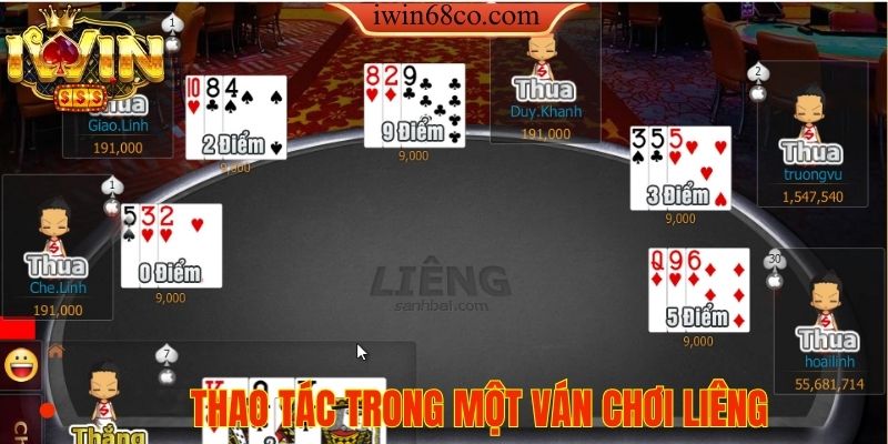 Thao tác trong một ván chơi liêng