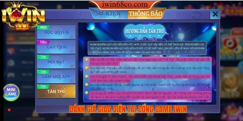 đánh giá giao diện tại cổng game iwin